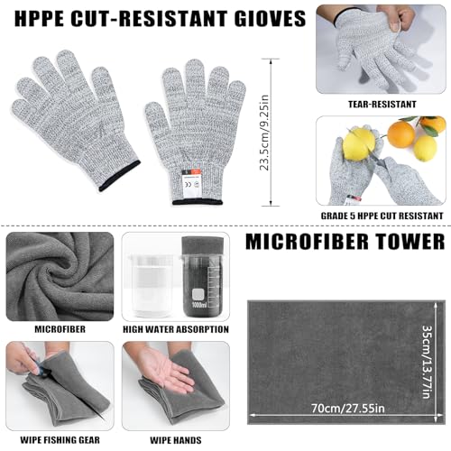 11-Piece Fishing Tool Kit with Pliers Fillet Knife Fish Gripper Gloves