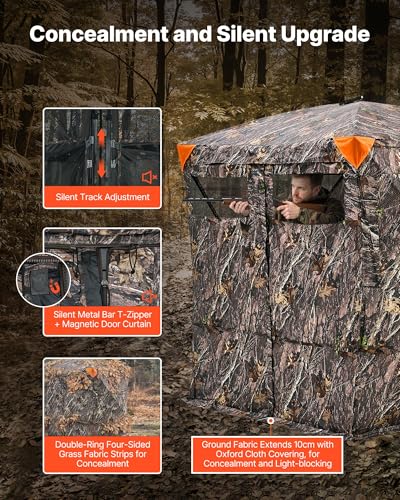 4-5 Person Hunting Blind with 270° View, Camouflage Concealed Shelter, Portable Ground Tent