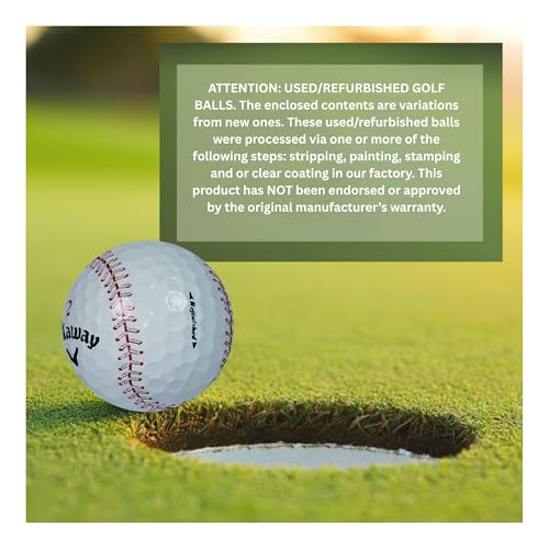 Refinished Baseball Style Golf Balls - Callaway Chrome Soft, 12 Pack