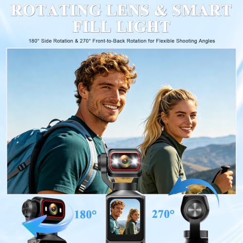 4K Pocket Vlogging Camera Wi-Fi Portable Handheld POV Cam with 64GB