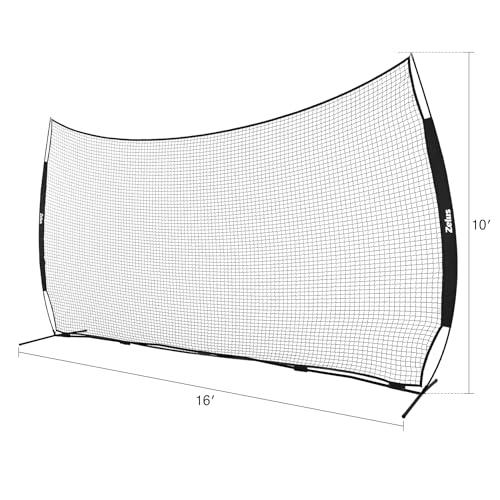 Black 16x10 ft Baseball & Softball Backstop Net - Durable Training Barrier