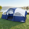 Blue Family Camping Tent for 8 Persons, 3 Rooms, Waterproof with Rainfly