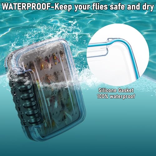 Dr.Fish Waterproof Fly Fishing Box 5X3.9X1.4 Inches Double Sided Storage Case