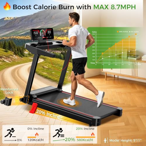 Foldable Walking Pad Treadmill with Handle Bar, Quiet 3.0HP Compact Home Exercise Machine