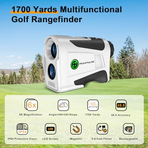 PEAKPULSE LG1500AG Golf Range Finder 1700 Yards 6X Slope Switch Magnetic Mount USB-C