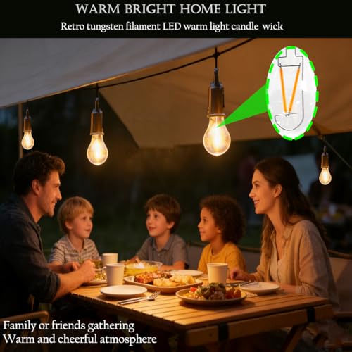 Solar Camping Lantern Tent Light Sensor Hanging Bulb - 4 Pack