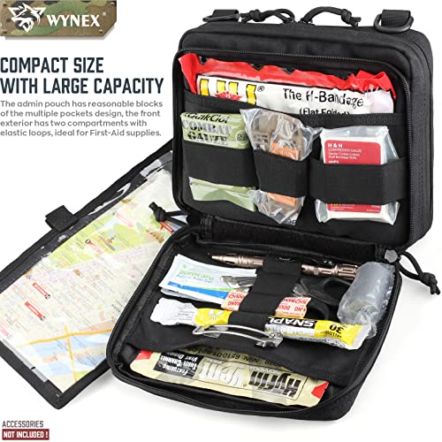 WYNEX Tactical Large Admin Molle Pouch Double Layer Design Black