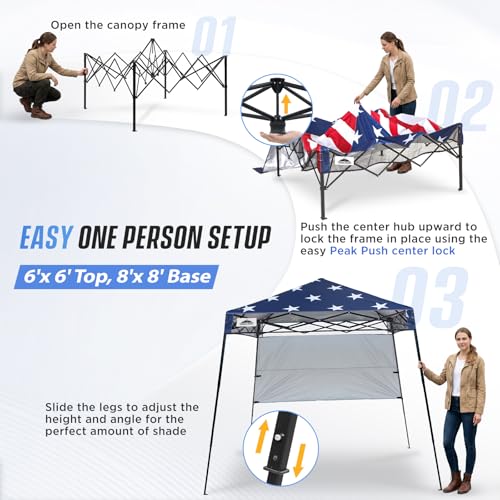 8x8 Pop Up Canopy Tent with Carry Backpack - UV Water Resistant Shade