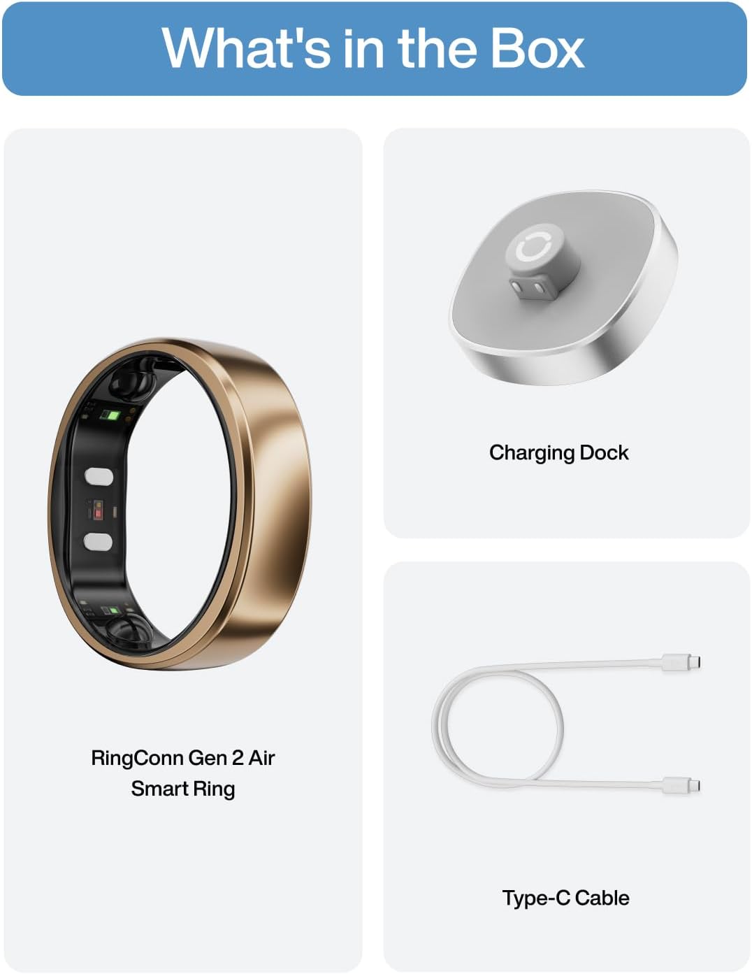 RingConn Gen 2 Air - Ultra-Thin AI Smart Ring with 10-Day Battery Life | Fitness, Sleep, Stress & HR Tracker for All (Size 6, Dune Gold)