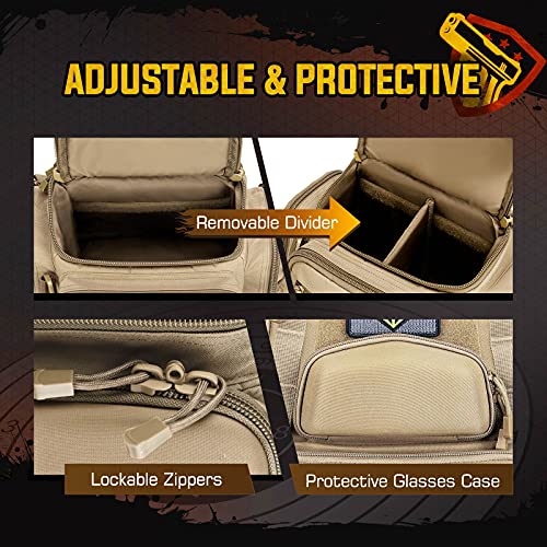 TIDEWE Gun Range Backpack for Handguns Khaki - Tactical Shooting Range Bag