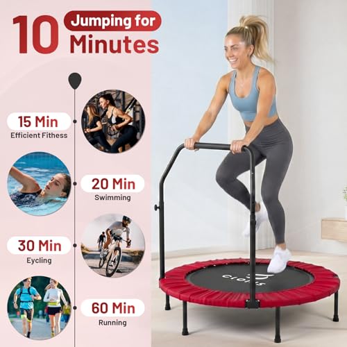 CLORIS 40 Inch Foldable Rebounder Trampoline for Adults, 400 lbs Capacity, Red