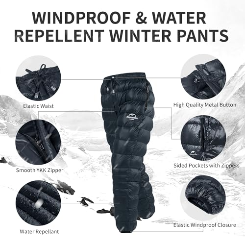 Men's & Women's Winter Down Pants - 800FP Windproof Puffy Hiking Pants