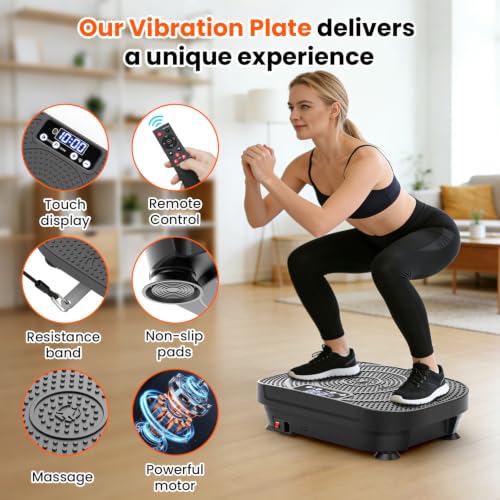 AXV BasicBlack Vibration Plate Exercise Machine Full Body Shaker for Weight Loss & Fitness