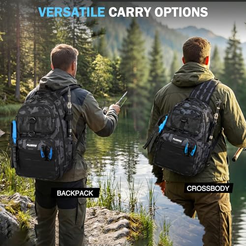 Fishing Backpack with Rod and Reel Combo, Waterproof Tackle Storage, Pliers & Accessories
