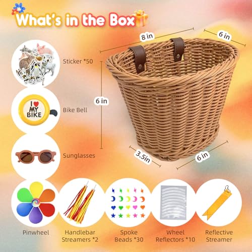 Kids Bicycle Basket Set with Reflective Safety Decor - All-in-One Ride Accessory