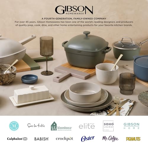 Gibson Home Zen Buffet White Porcelain Dinnerware Set for 4 - 16 Pieces, Square Plates Bowls & Mugs, Chip & Scratch Resistant, Dishwasher & Microwave Safe
