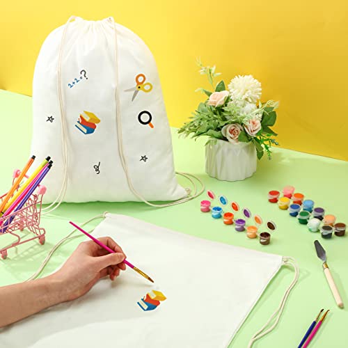 60 Pcs Tie Dye Cotton Drawstring Bags - Bulk White Tote Bags for DIY Crafts 14x16