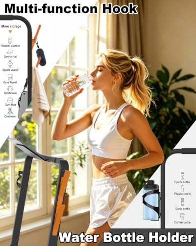 Walking Pad Handle Bar with Tablet Holder & Hooks, Heavy-Duty Fitness Accessory