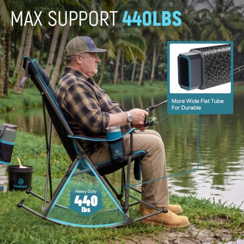 FUNDANGO Oversized Rocking Camping Chair 2 Pack Black - Foldable & Padded