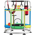 Kids Indoor Outdoor Trampoline with Basketball Hoop - Adjustable Light Blue & Green