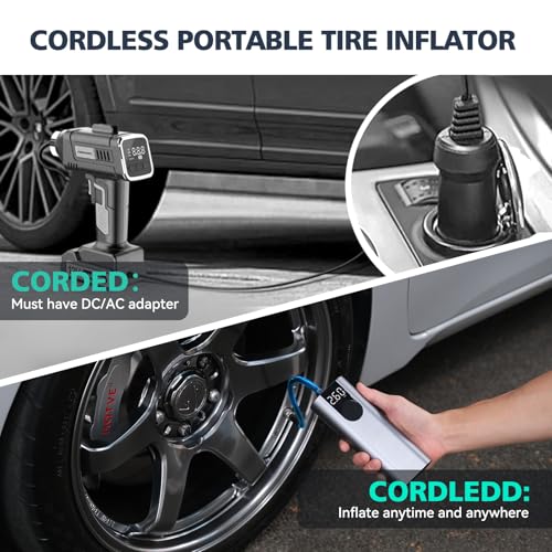 Portable Tire Inflator Pump 150 PSI with Digital LCD and Aluminum Shell