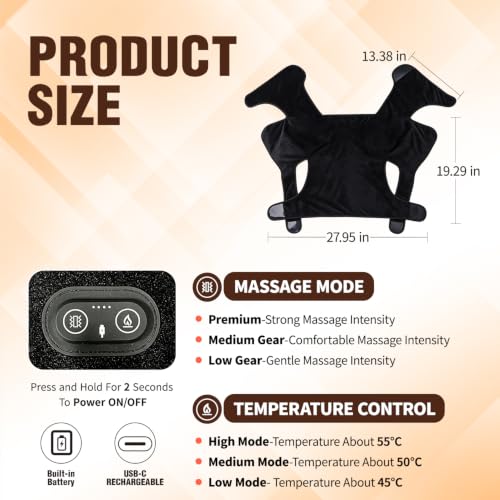 Weighted Heating Pad for Neck, Shoulders & Back with Vibration & Heat