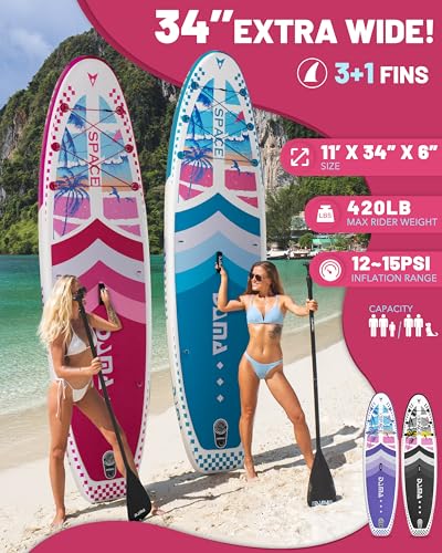 Hawaii Pink 11' x 34" x 6" Inflatable Stand Up Paddle Board for Adults