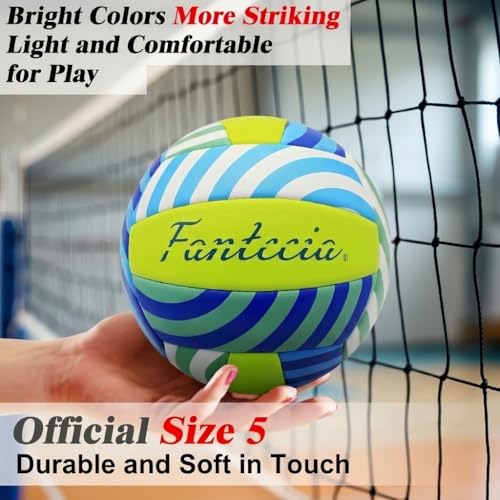Size 5 Beach Volleyball with Pump - Soft Indoor Outdoor Training Ball