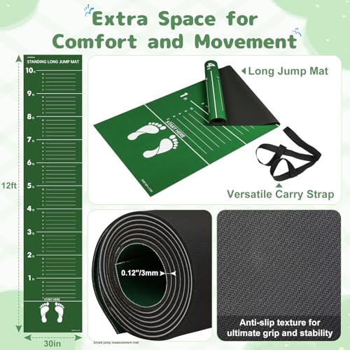 Indoor Long Jump Measurement Mat for PE & Track Training - 12 ft
