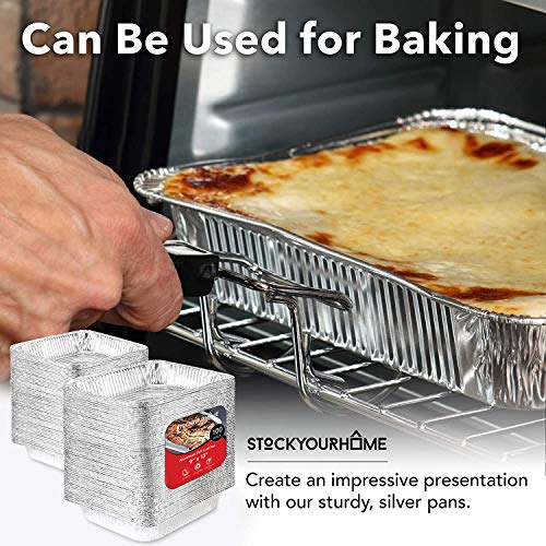 100 Pack Aluminum Foil Baking Pans 9x13 Half Size Deep Steam Table Pans