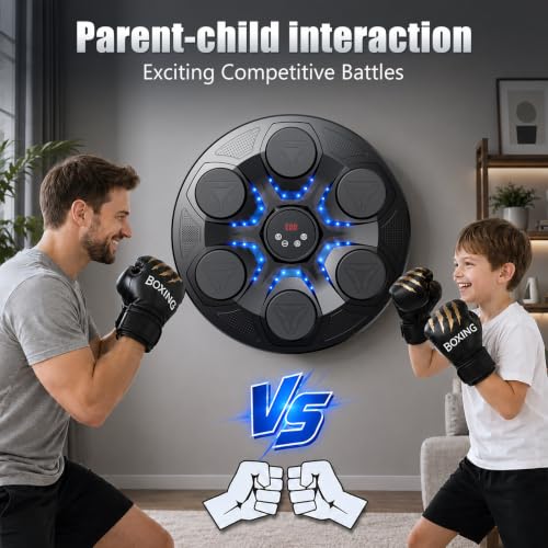 Music Boxing Machine with Gloves - Black - Kids & Adults Fitness Equipment