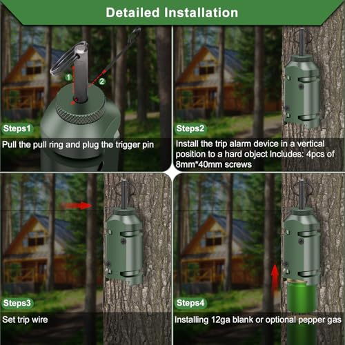 Wallace Forge 6-Pack 12 Gauge Camping Trip Wire Alarm with Screws - Outdoor Security