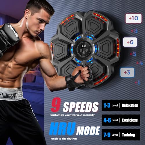 Music Boxing Machine for Adults Kids,Smart Boxing Pad Training Machine,Wall Target Punching Workout for Kids,Reflex Training Suitable for Home,Office,Gym,Fun Fitness Equipment