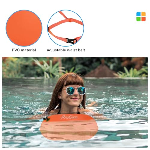 ProCase Swim Buoy Float Orange Safety Float with Adjustable Waist Belt for Open Water Swimming