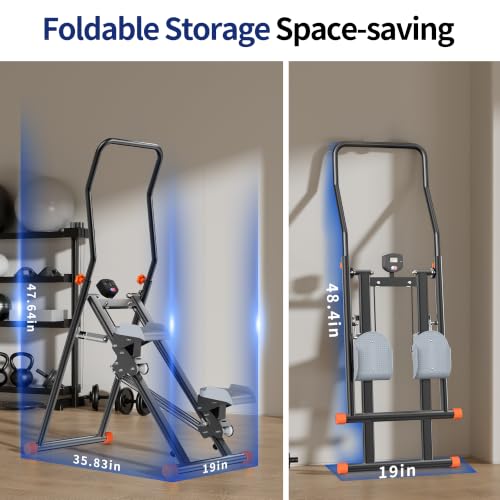 Foldable Stair Climber with Resistance Bands for Full Body Cardio Workout