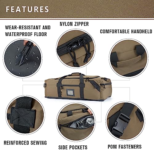 VEAGIA Brown 105L Large Water-Repellent Duffel Bag for Travel & Sports
