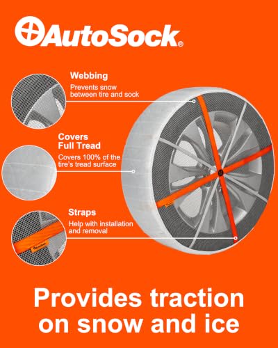 AutoSock Snow Socks for Passenger Vehicles HP697 - Pack of 2, Winter Tire Traction Device