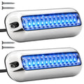 Blue LED Underwater Boat Lights 2-Pack Marine-Grade Stainless Steel 1700LM - Waterproof IP68