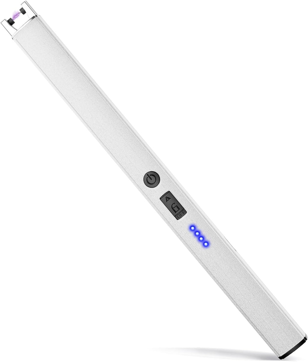VEHHE Plasma Lighter - Rechargeable USB Type C Electric Lighter with LED Display | Windproof & Long-Lasting - Silver