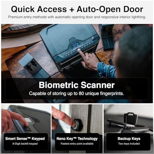 High Capacity Biometric Handgun Safe with WiFi & Auto-Open Door – Secure Smart Safe for Multiple Pistols