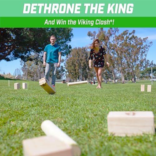 Kubb Yard Game Set - Regulation Size with Natural Hardwood - Outdoor Lawn Game