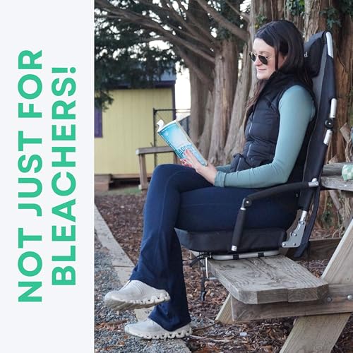 SitBax Black Padded Bleacher Seat with Recline & 360° Swivel - Portable Stadium Chair