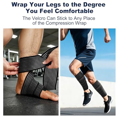 Black Adjustable Compression Wraps for Legs Swelling Relief 2 Pack