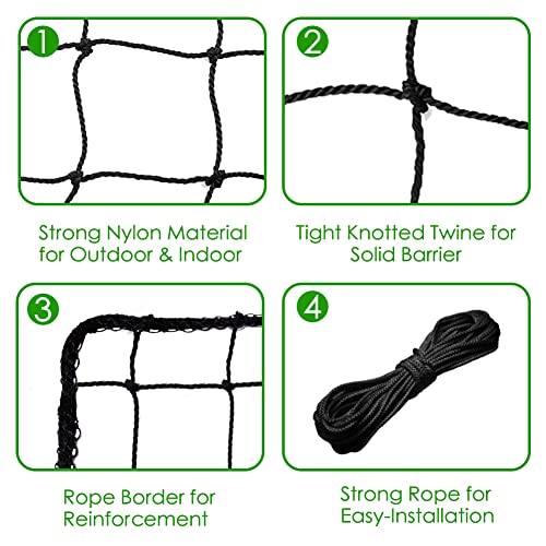 Heavy Duty Baseball & Softball Backstop Nets 10x30ft - Polyethylene Barrier & Practice Netting