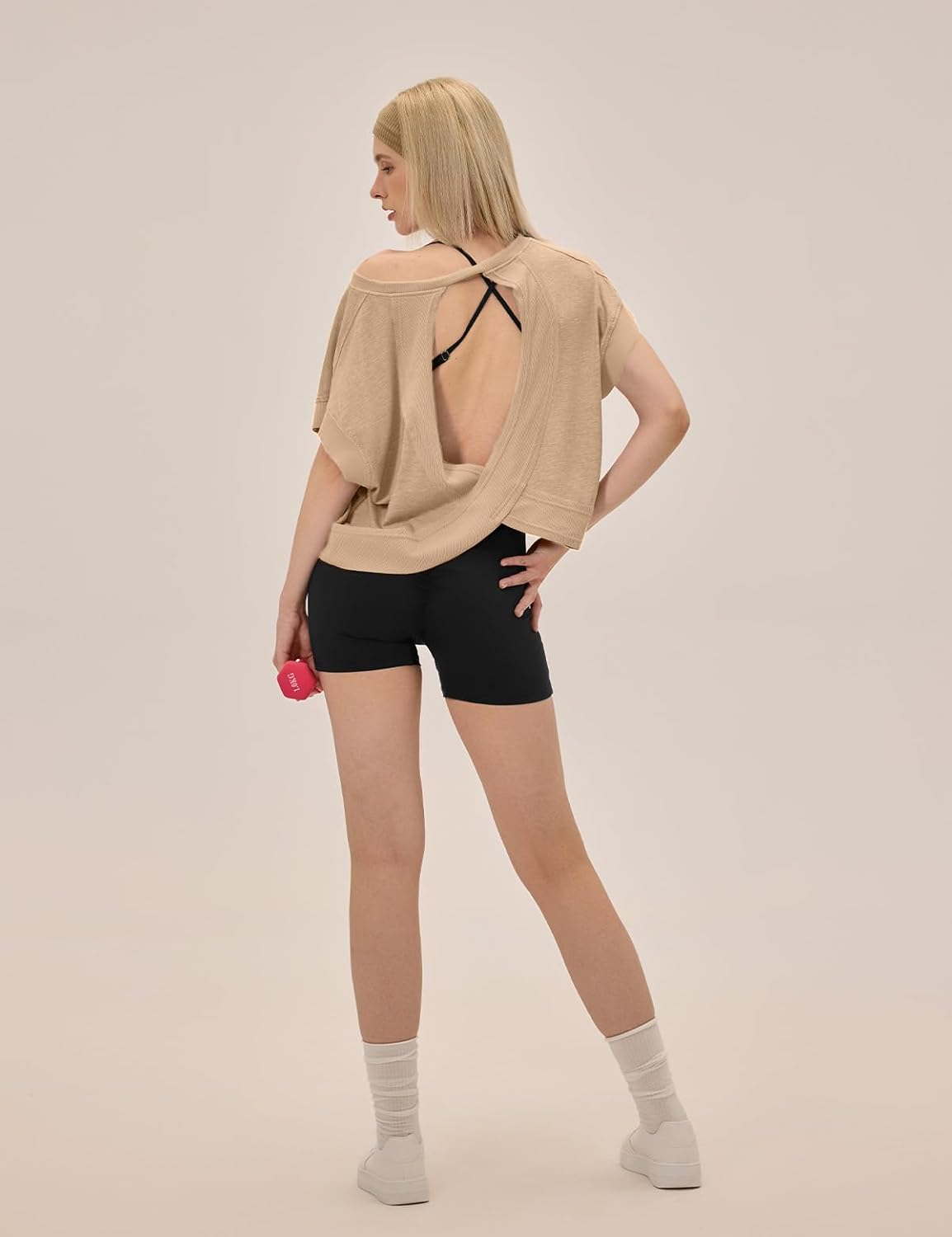 UNIANKIYA Open Back Workout Tops - Loose Fit Athletic Crop Tee for Women | Short Sleeve Yoga & Gym Shirt