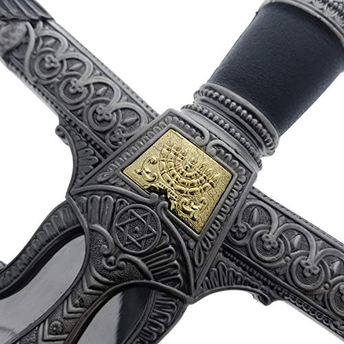 Black 47-Inch King Solomon Sword with Display Plaque for Wall Decor & Collection