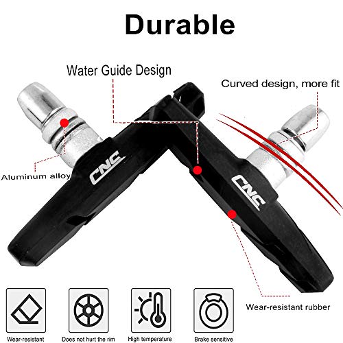 Chooee Bike V-Brake Pads Set - 70mm Black, 2 Pairs Universal Bicycle Brake Shoes