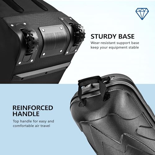 Golf Travel Bag with Hard Shell Top & Wheels - Deep Black, 1680D Oxford