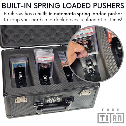 Lockable 3-Row Trading Card Storage Box for Graded & Toploader Cards - Black