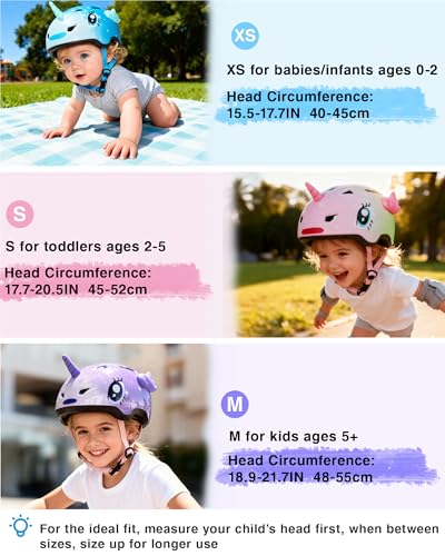 Pink Unicorn Toddler Helmet - Adjustable Kids Bike Helmet for 1-8 Years
